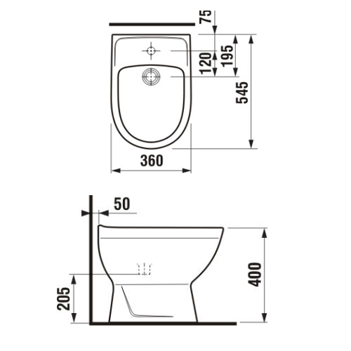 Биде напольное Jika Lyra Plus 323810003041 белый 545x360