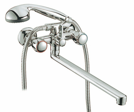 Смеситель для ванны SMARTsant  Смарт-Тайп SM050008AA хром, плоский излив 350мм, с душем