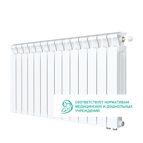Биметаллический радиатор Rifar Monolit 500 Ventil VR - 14 секций, нижнее справа, белый