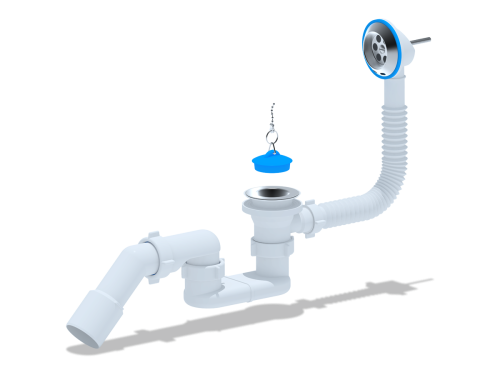 Обвязка ванны плоский сифон с трубой 45°-40/50 ANI E051