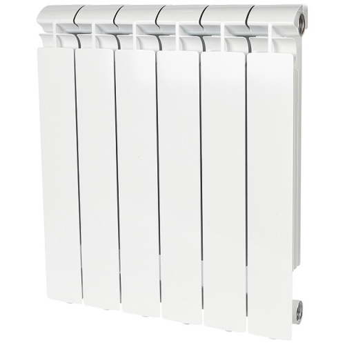 Алюминиевый радиатор STOUT ALPHA 500 - 6 секций, боковое, белый RAL 9016