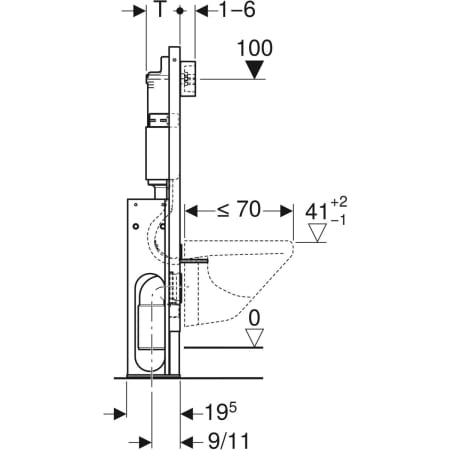 Инсталляция Geberit Duofix для подвесного унитаза, 112 см, со смывным бачком скрытого монтажа Delta 12 см, отдельно стоящий, усиленный 457.570.00.1