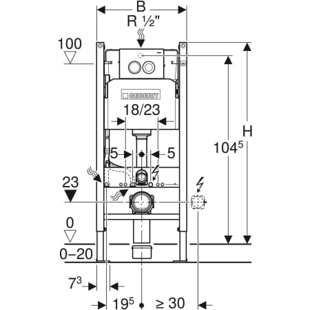 Инсталляция Geberit Duofix для подвесного унитаза, 112 см, со смывным бачком скрытого монтажа Delta 12 см, смывная клавиша Delta21 458.124.21.1
