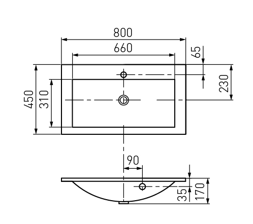 Раковина Акватон ПРЕМЬЕР 800 мебельная 1A702831PR010