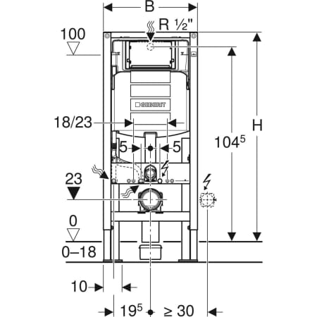 Инсталляция Geberit Duofix для подвесного унитаза, 112 см, со смывным бачком скрытого монтажа Sigma 12 см, отдельно стоящий, усиленный 111.380.00.5
