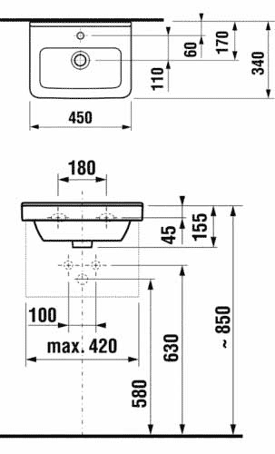 Рукомойник Jika Cubito 114220001041 белый 450x340