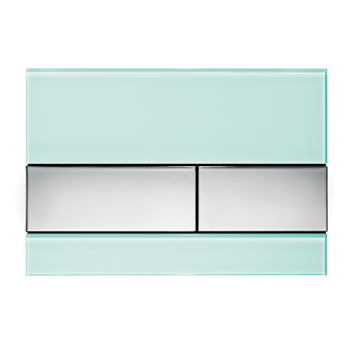 Смывная клавиша TECE square 9240805  стекло зеленое, клавиши хром глянцевый