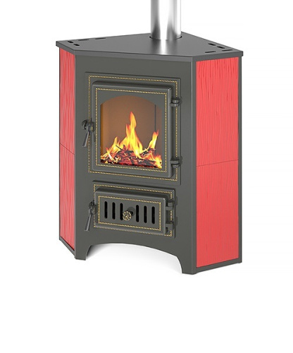 Печь-Камин ВЕЗУВИЙ ПК-01 (220) угловой (красный) 9 кВт
