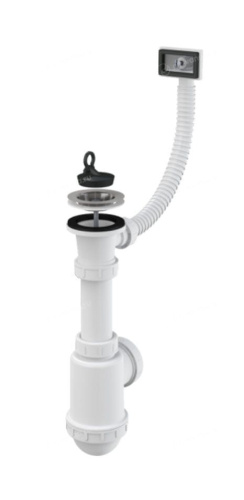 Сифон Alcaplast для мойки с нержавеющей решеткой d 70 мм, с гофропереливом A444-DN50/40