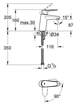 Смеситель для раковины Grohe Eurodisc Cosmopolitan 2338220E хром
