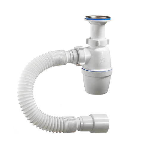 Сифон с литым выпуском 1 1/2"x40 мм c гофрой 40-40/50 Orio A-40029