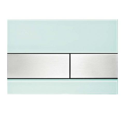 Смывная клавиша TECE square 9240804  стекло зеленое, клавиши нержавеющая сталь, сатин (с покрытием против отпечатков пальцев)