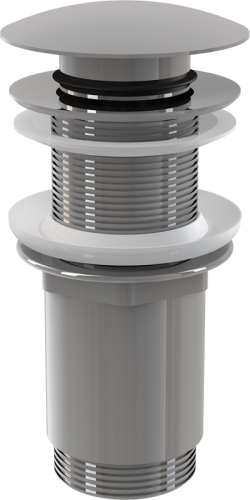 Выпуск Alcaplast 5/4", для раковины, механизм click/clack, с большой заглушкой для раковин без перелива, цельнометаллический, для пластиковых и стеклянных раковин A395