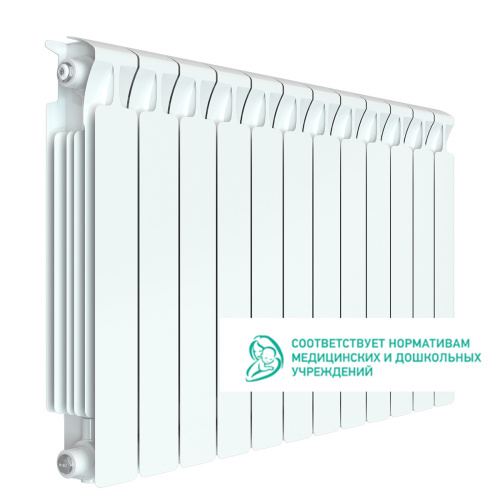 Биметаллический радиатор Rifar Monolit 500 - 12 секций, боковое, белый