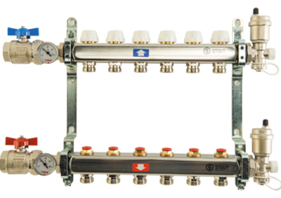 Коллектор отопления STOUT 1"нержа., 5x3/4" в сборе без расходомеров SMS 0912 000005