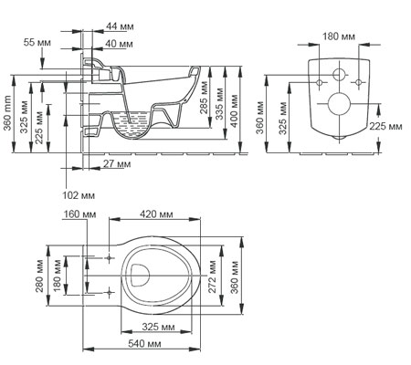 Унитаз подвесной Jacob Delafon Ove E1585-00 белый 360х335х540