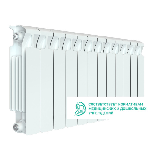 Биметаллический радиатор Rifar Monolit 350 - 12 секций, боковое, белый