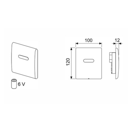 Клавиша для писсуара TECE planus белый мат с ИК-датчикон на батарейке 6V DC 9242354