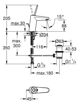 Смеситель для раковины Grohe Eurodisk Joy 23425000 хром, донный клапан