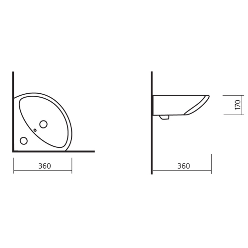 Раковина Sanita Веер 360x360 угловая белый