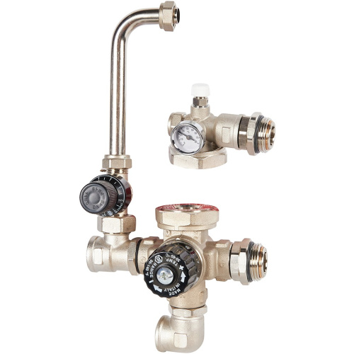 Насосно-смесительный узел Stout с 4-х ходовым термостатическим клапаном и байпасом, без насоса