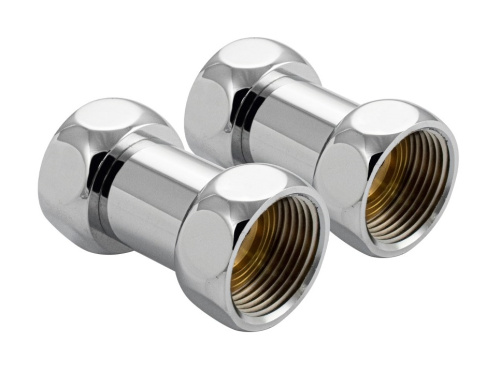 Подключение полотенцесушителя 1"Вx1"В прямое, хром TeRma