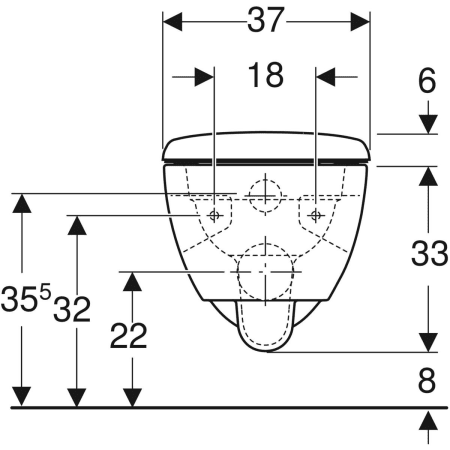 Комплект подвесного унитаза Geberit Renova, полузакрытая форма, Rimfree, с сиденьем 500.800.00.1