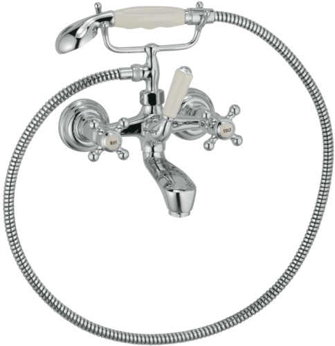 Смеситель для ванны Kludi Adlon 514410520 хром, настенный, крестообразные рукоятки