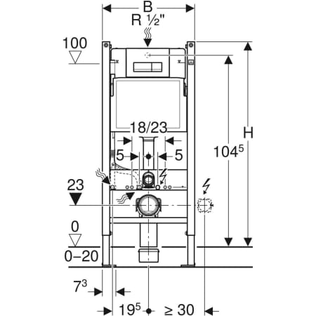 Инсталляция Geberit Duofix для подвесного унитаза, 112 см, со смывным бачком скрытого монтажа Delta 12 см, смывная клавиша Delta51 458.125.21.1