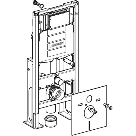 Инсталляция Geberit Duofix для подвесного унитаза, 112 см, со смывным бачком скрытого монтажа Sigma 12 см, отдельно стоящий, усиленный 111.380.00.5
