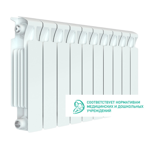 Биметаллический радиатор Rifar Monolit 350 - 10 секций, боковое, белый