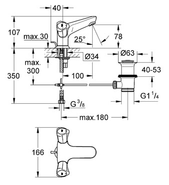 Смеситель для раковины Grohe Costa L 21390001 хром, донный клапан