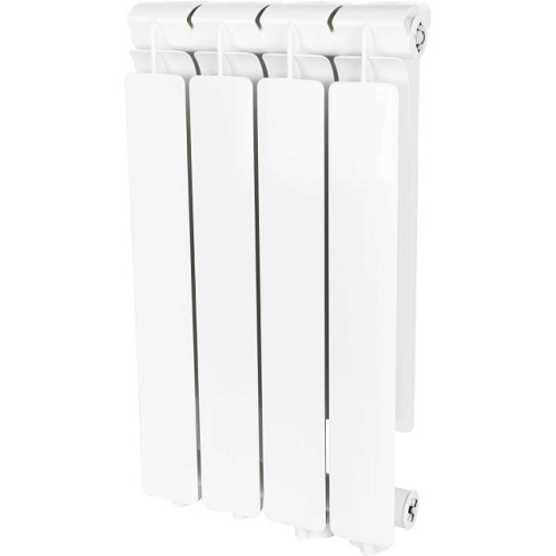 Алюминиевый радиатор STOUT Bravo 500 - 4 секции, нижнее справа, белый RAL 9010