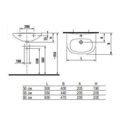 Раковина Jika Zeta 103920001049 белый 600x470