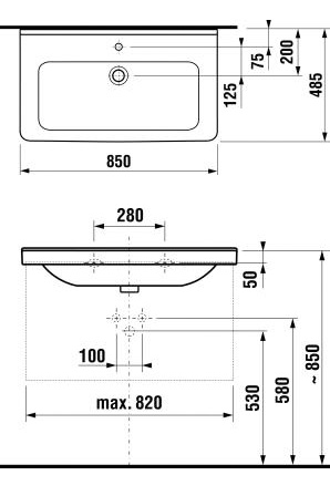 Раковина Jika Cubito 104260001041 белый 850x485