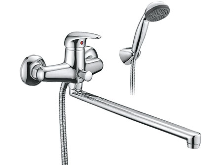 Смеситель для ванны SMARTsant Смарт-Реал SM033502AA хром, поворотный излив 350мм, с душем