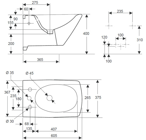 Биде подвесное Jacob Delafon Ove E1586-00 белый 375х335х605