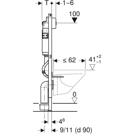 Инсталляция Geberit Duofix для подвесного унитаза, 112 см, со смывным бачком скрытого монтажа Delta 12 см, смывная клавиша Delta21 458.124.21.1
