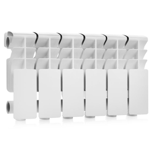 Алюминиевый радиатор Rommer Plus 200 - 10 секций, боковое, белый RAL 9016