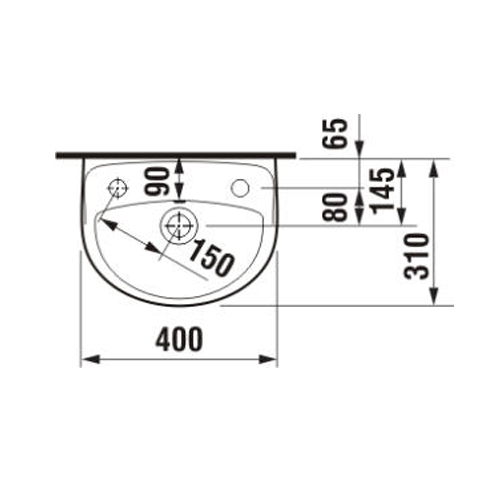 Рукомойник Jika Lyra Plus 153810001051 белый, отверстие слева 400x310