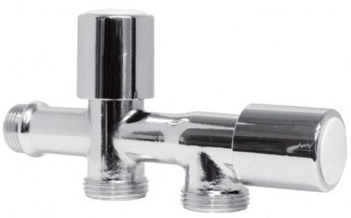 Вентиль двойной 1/2 с выходами для бытовых машин