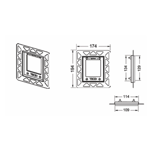 Монтажная рамка TECE позолоченная для стеклянных клавиши Loop и Square на писсуар 9242648