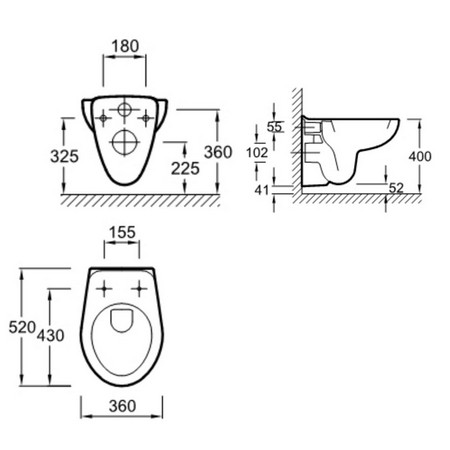 Унитаз подвесной Jacob Delafon Mideo E4345G-00 белый 356х400х520