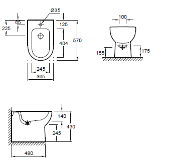 Биде Jacob Delafon Odeon Up E4738-00 белый 365х430х570
