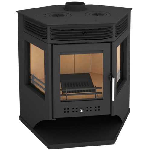 Печь-камин Мета «Москва-12» с чугунной вар. плитой, 12 кВт