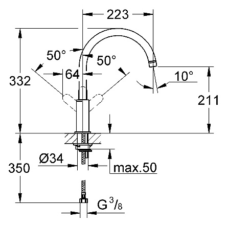 Смеситель для кухни Grohe BauEdge 31367000 хром