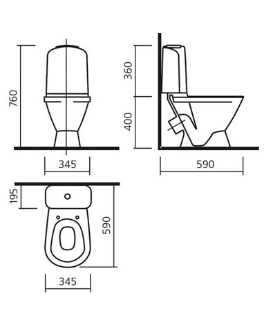 Унитаз-компакт Sanita Luxe Classic сиденье из термопласта