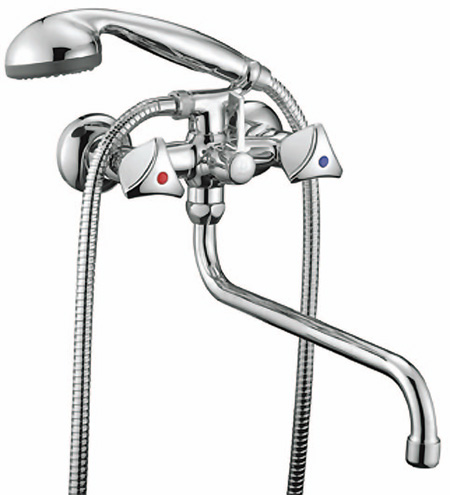 Смеситель для ванны SMARTsant  Смарт-Бэйс SM060002AA хром, крестообразные рукоятки, с душем