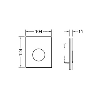 Смывная клавиша для писсура TECE loop 9242654  стекло черное, клавиша белая