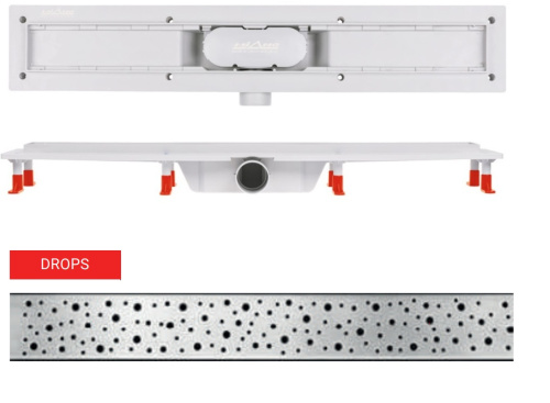 Душевой лоток MIANO 500мм DROPS глянец, боковой слив D50